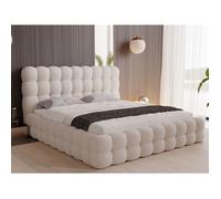 Structure de lit - Tissu en bouclé - Sommier à lattes - beige - Twist 180x200