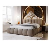 Structure de lit - Tissu en bouclé - Sommier à lattes - lit marron - Cloud 180x200