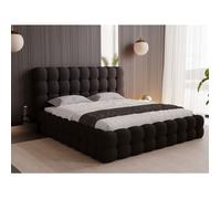 Structure de lit - Tissu en bouclé - Sommier à lattes - noir - Twist 180x200