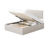 Structure de Lit - VASAGLE-Lit coffre - 140x190 cm - Sommier Relevable - avec Rangement - Beige