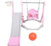 Structure d'escalade pour jeunes enfants, système de balançoire, panier de basket, rose