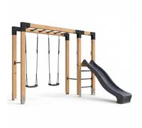 Structure En Bois Barre De Singe Balançoire Et Toboggan 304cm Naturel TU