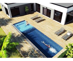 Structure spa de nage polystyrène 9 x 3 x 1.00 à 1.25 m + Escalier + Espace SPA