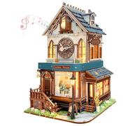STRUCWOOD Kit de maison miniature en bois à faire soi-même pour adultes et adolescents - Décoration 3D pour bibliothèque - Avec interrupteur tactile à 3 modes - Maison à coucou (SQ-61)