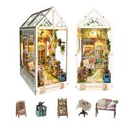 STRUCWOOD Silvia Garden (SQ-22) - Kit de construction miniature 3D en bois pour coin de livre avec lumières LED - Décoration de bibliothèque - Cadeau pour adultes