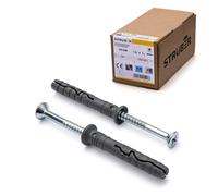 STRÜBER Chevilles à clouer avec vis à tête fraisée (8 x 45 mm / 100 pièces) - Fixation rapide - Chevilles à frapper avec vis pré-montées - Goujons à expansion avec vis clou - Ancrages à clouer
