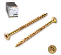 STRÜBER Vis à bois à tête fraisée à empreinte Torx pour structures en bois (3,5x50 mm / 200 pièces) - Vis pour terrasse bois - Vis à panneaux d'aggloméré - Vis de construction de toit - Jaune