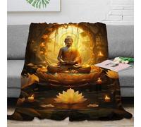 Strunt Bouddha Couverture De Bouddha Imprimé Couverture Polaire Confortable Et Légère Couverture en Flanelle Chambre Salon Canapé Burea 60x80inch(150x200cm)