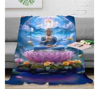 Strunt Bouddha Couvertures Et Plaids Bouddha Imprimé Doux en Molleton en Peluche Couverture Bureau Pause Couverture Famille Canapé Lit Couverture 60x80inch(150x200cm)