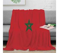 Strunt Drapeau du Maroc Couverture en Flanelle Imprimée en 3D pour Enfants Et Adultes Couverture en Dessin Drapeau National Douce Et Chaude pour Lit Et Canapé 40x50inch(100x130cm)
