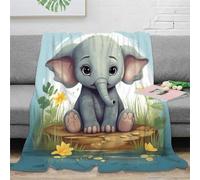 Strunt Eléphant Mignon Couverture Imprimée - Couverture Polaire Légère avec Imprimé Petit éléphant - pour Canapé, Cadeau pour Garçons, Filles, Adultes 60x80inch(150x200cm)
