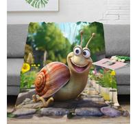 Strunt Escargot Mignon Dessin animé Snail Imprimé Doux en Molleton en Peluche Couverture Bureau Pause Couverture Famille Canapé Lit Couverture - Enfant Adulte 50x60inch(127x152cm)
