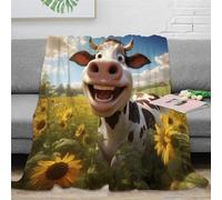 Strunt Vache Mignonne Couvertures Et Plaids Vache en Dessin animé Imprimé Doux en Molleton en Peluche Couverture Bureau Pause Couverture Famille Canapé Lit Couverture 40x50inch(100x130cm)