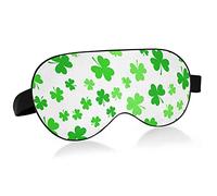 St's Patrick's Irish Shamrock Green Clover Leaves On White Eye Masks Cover Blocks Light Sleep Mask Shade Cover Blindfold Relaxing Eyeshade Cover avec serre-tête réglable pour hommes femmes enfants