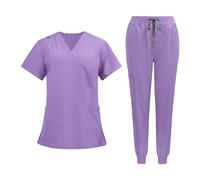 STSFXIF Uniformes D'infirmières, Blouses Chirurgicales, Tenues de Travail D'infirmières, Blouses, Pantalons, Vêtements de Travail Confortables pour Le, Violet, XL