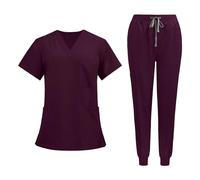 STSFXIF Uniformes D'infirmières, Blouses Chirurgicales, Tenues de Travail D'infirmières, Blouses, Pantalons, Vêtements de Travail Confortables pour Le, Rouge foncé, S
