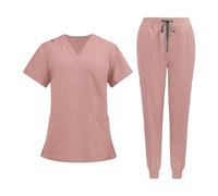 STSFXIF Uniformes D'infirmières, Blouses Chirurgicales, Tenues de Travail D'infirmières, Blouses, Pantalons, Vêtements de Travail Confortables pour Le, Rose, L