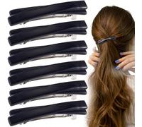 STSTR Lot de 6 barrettes à cheveux françaises pour femme, 6,5 cm, petite pince à cheveux en écaille de tortue, accessoires de cheveux plats pour femmes - Noir, style croisé