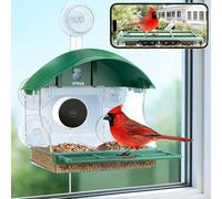 STSVA Mangeoire à oiseaux avec caméra, vidéo en direct 2K, identification des oiseaux AI, alertes d'arrivée instantanées, enregistrement 24h/24, 7j/7, prend en charge le Wi-Fi 2,4 G/5G, carte SD et