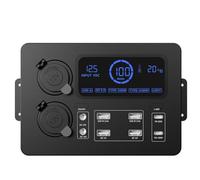 Sttejlbho Centre Contrôle Portable avec Adaptateur Lumières LED Mini Boîtier d'alimentation avec Lumières LED 100 W pour Camping-Cars, Bateaux Boîtier d'alimentation D'Affichage 12 V A