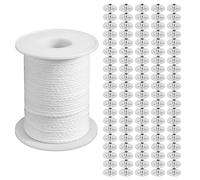 Sttejlbho Ensemble D'Outils de Bricolage pour Bougies, 1 Rouleau de 200 Pieds/61 M de Noyau de MèChe de Bougie en Coton avec 100 Supports MèChe de Bougie pour Kit de Fabrication Bougies