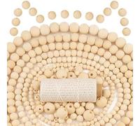 Sttejlbho Perles en Bois pour L'Artisanat Guirlande de Perles en Bois Décoration D'Intérieur Perles en Bois Rondes Adaptées à la Fabrication de à Bricoler Soi-Même Cadeaux Kit de Macramé