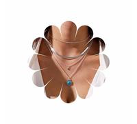 Sttiafay Boho collier turquoise à couches multiples collier de pierres précieuses Collier ras de cou en chaîne argentée multicouches pour femmes et filles