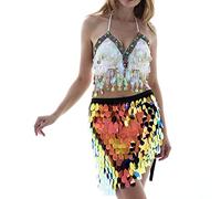 Sttiafay Foulard à paillettes femme - la danse du ventre, la danse du ventre, la performance, le costome - Mini rave, la plage, les festivals, les clubs - Tenue femme Multicolore/Doré Taille Unique
