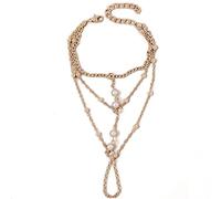 Sttiafay Perle Chaîne À Main Bracelet Multicouche Chaîne Anneau Bracelet Esclave Harnais Chaîne Satellite Bracelet Bijoux Pour Femmes Filles