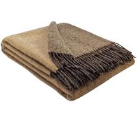 STTS International Couverture 100 % laine vierge - Disponible en différentes couleurs - Couvre-lit en laine vierge - Plaid Tirol (brun-beige clair (double face), 140 x 200 cm)