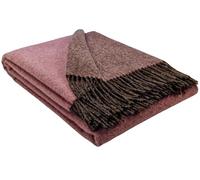STTS International Couverture 100 % laine vierge - Disponible en différentes couleurs - Couvre-lit en laine vierge - Plaid Tirol (brun-rose (double face), 140 x 200 cm)