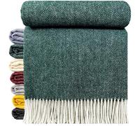 STTS International Couverture 100 % laine vierge. Divers coloris 140 x 200 cm Plaid en laine vierge Tirol (Vert/émeraude, 140 x 200 cm)