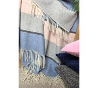 STTS International Couverture en cachemire - 100 % laine mérinos - Cachemire - Mix 140 x 200 cm - Plaid très doux - Plaid douillet Faro (rose-bleu-gris (K))