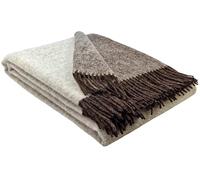 STTS International Couverture en laine Plaid 100 % laine vierge - Disponible en différentes couleurs - 140 x 200 cm - Couvre-lit en laine vierge - Plaid Tyrol (marron/blanc crème (double face), 140 x