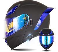 STTTBD Casque de Moto Bluetooth modulable avec Double Pare-Soleil, Casque intégral pour Hommes et Femmes, Double Haut-Parleur intégré, homologué Dot/ECE K,XL=61-62CM