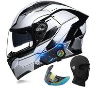 STTTBD Casque De Moto Modulaire Bluetooth, Casque Intégral Modulable, Homologué Dot/ECE, avec Double Visière, Haut-Parleur Intégré, Microphone, pour Réponse Automatique Q,XXL(63-64cm)