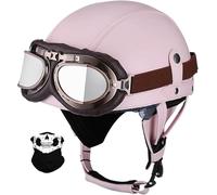 STTTBD Casque de Moto rétro en Cuir, Style Allemand, pour Scooter, Cruiser, Chopper, Anti-Collision, Protection auditive Amovible avec visière, certifié Dot/ECE B,L=59-60CM