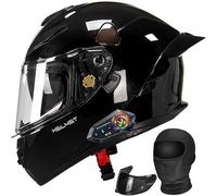 STTTBD Casque Moto Modulaire Bluetooth Intégré, Casque Intégral Homologué ECE, Double Visière, Ventilation Réglable, pour Adultes Hommes Et Femmes C,Large