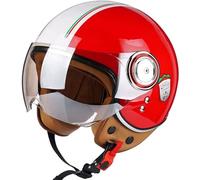 STTTBD Casque Moto Vintage à Visage Ouvert, Casque Moto Vespa Jet avec Pare-Soleil Cruiser Scooter Moto Demi-Casque approuvé Dot/ECE Casques de cyclomoteur pour Adultes Hommes et Femmes F,L=57-58cm
