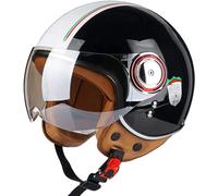STTTBD Casque Ouvert · Casques Demi-Visage pour Moto, Scooter, Hommes et Femmes, Casque Jet Pilote, Moteur rétro, Cruiser, cyclomoteur Vintage · Homologué Dot/ECE, pour Hommes et Femmes F,M=54-56cm