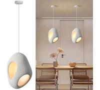 STTTBD Suspension Moderne Et Créative, Douille E27, Japonais Wabi Sabi, Abat-Jour Résine, Lampe Suspendue pour Table Manger, Décoration Intérieure Réglable pour Salle Manger Et Cuisine 28cm