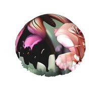 sttung Bonnet de douche double couche avec imprimé fleur, rose et papillon - Bonnet de douche élégant avec bord élastique pour homme et femme