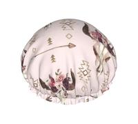 sttung Bonnet de douche double couche élégant avec motif tête de mort de taureau et bord élastique pour homme et femme