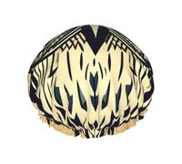 sttung Bonnet de douche double couche imprimé hibou élégant bord élastique pour homme et femme