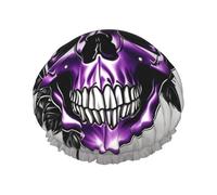 sttung Bonnet de douche double couche imprimé rose violet et tête de mort élégant avec bord élastique pour homme et femme