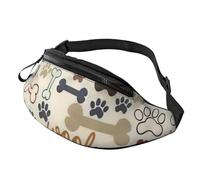 sttung Dog Bones Sac banane tout-en-un avec empreintes de pattes pour les amateurs de randonnée, de voyage et de course à pied, Noir , Taille unique