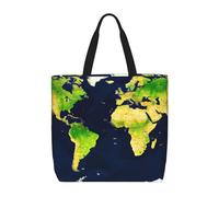 sttung Grand sac fourre-tout de plage pour femme avec imprimé carte du monde - Sac à main réutilisable pour le shopping, les voyages, la gym, les sorties décontractées