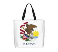 sttung Grand sac fourre-tout de plage pour femme avec imprimé drapeau de l'État de l'Illinois - Sac à main réutilisable pour voyage, gym, sorties décontractées