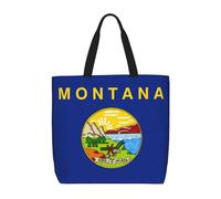 sttung Grand sac fourre-tout de plage pour femme avec imprimé drapeau de l'État du Montana - Sac à main réutilisable pour le shopping, les voyages, la gym, les sorties décontractées