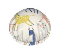 sttung Joli bonnet de douche double couche imprimé girafe élégant avec bord élastique pour homme et femme